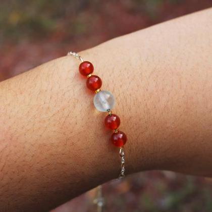 Carnelian And Fluorite Chained Bracelet For..