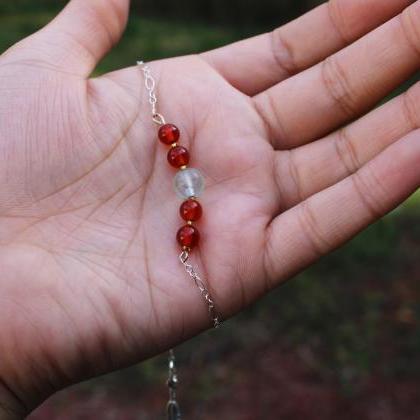 Carnelian And Fluorite Chained Bracelet For..
