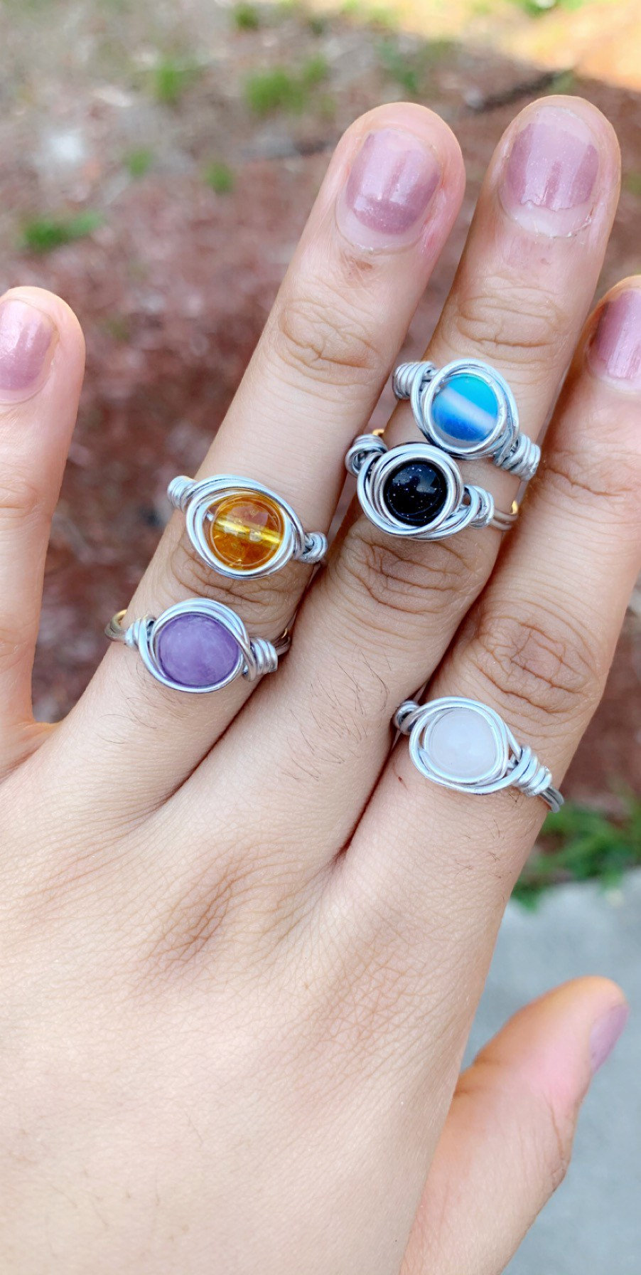 Silver Wire Wrapped Gemstone Rings With Your Choice Of Stone. Rings For Healing And Meditation Wire Wrapped And Handmade In The Us